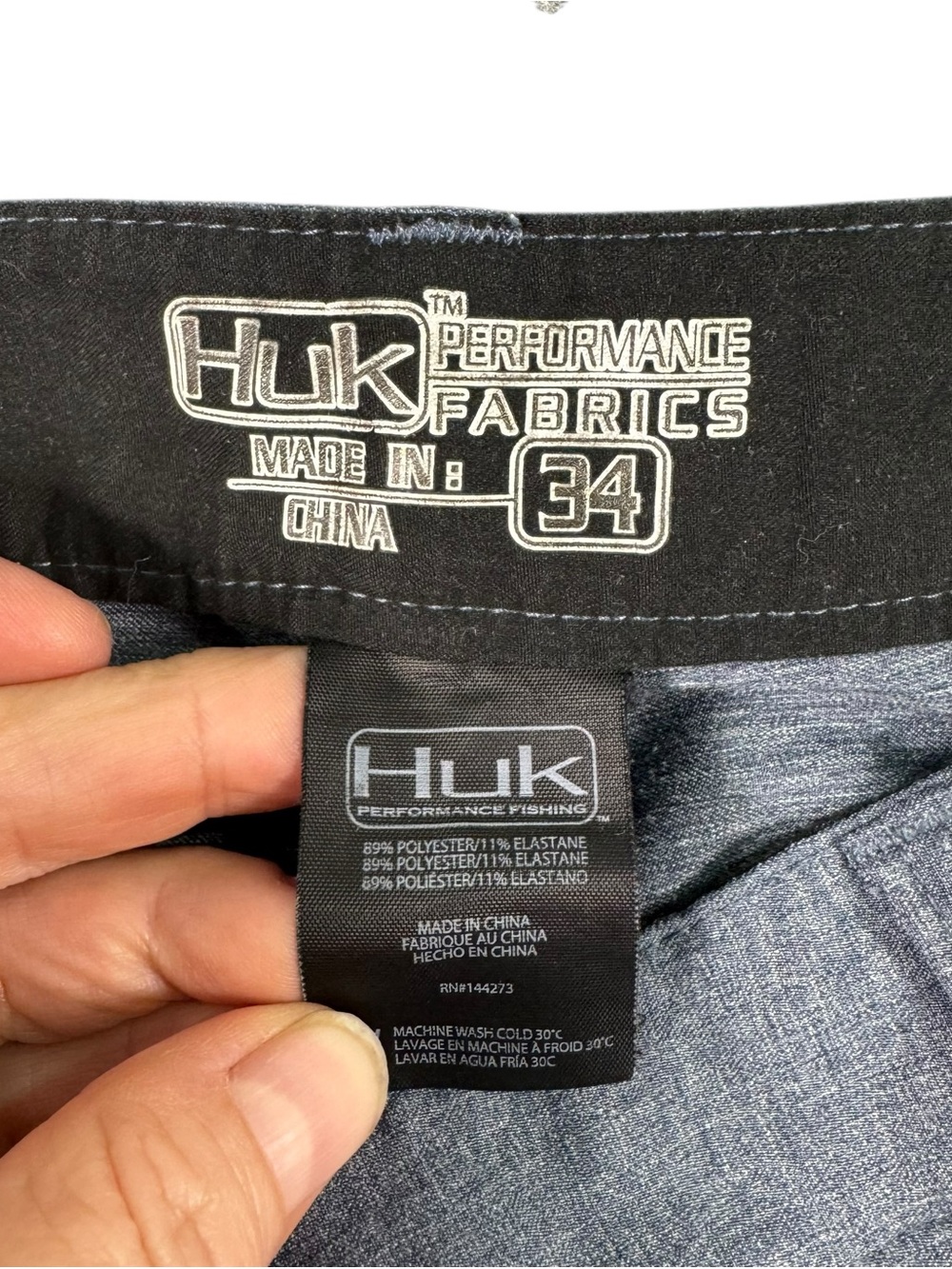 Huk Gray & Navy Patterned Men's Flat Front Shorts - Picture 2 of 6